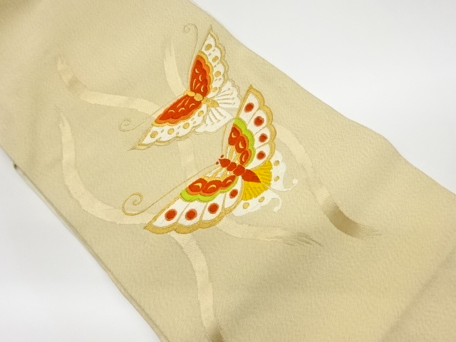 リサイクル　立涌に蝶模様織出し名古屋帯